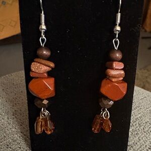 Hand Crafted Earthy Brown and Orange Earrings